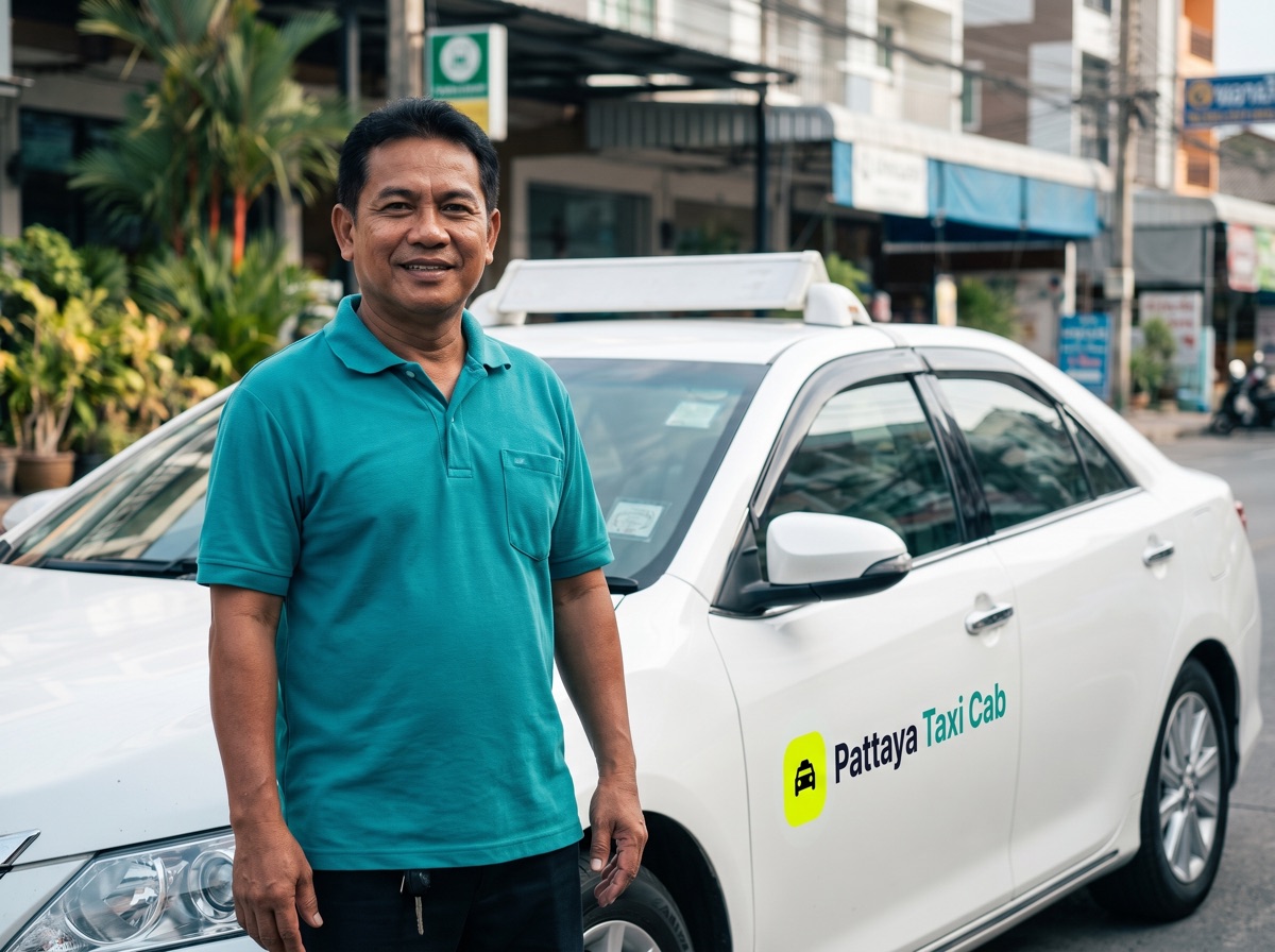Pattaya Taxi Cab licensed driver with a private transfer vehicle