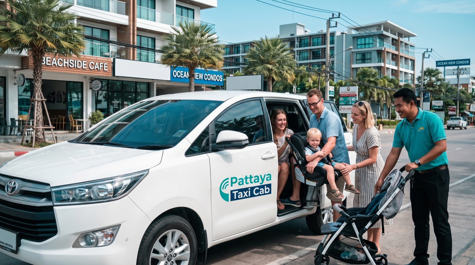 Family taxi in Pattaya with a fitted child seat and space for luggage